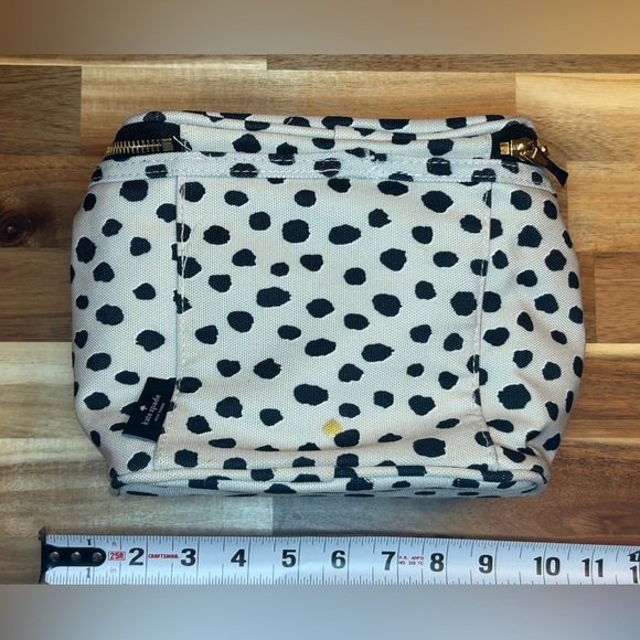 Kate Spade Black Abstract Polka Dot Black Cream Full Lined Zip Close Makeup Case - Picture 2 of 7